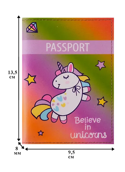 Обложка для паспорта  Единорог (Believe in unicorns) (кожа) (ПВХ бокс) (ОК2019-22) - фото 2