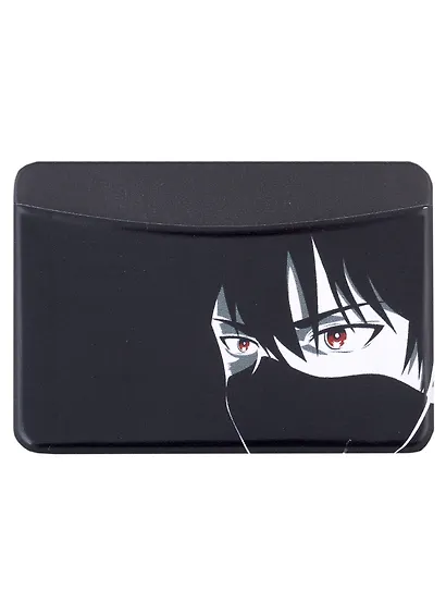Чехол для карточек горизонтальный Аниме Парень в маске (Сэйнен) ч/б - фото 1