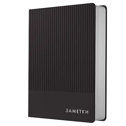 Записная книжка А6 80л кл. "Studio. Черный", иск.кожа,интегр.обл., скругл.углы, ляссе - фото 1