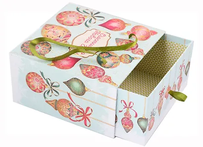Коробка подарочная "Игрушки на голубом" 16*16*8 Новый год, картон - фото 2