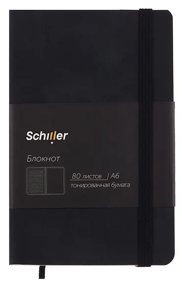 Книга для записей А6 80л нелин/лин. черный, интегр., тонир.блок, резинка, ляссе, Schiller - фото 7