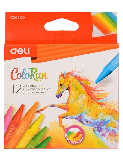 Мелки восковые 12цв "ColoRun", к/к, подвес, Deli - фото 1