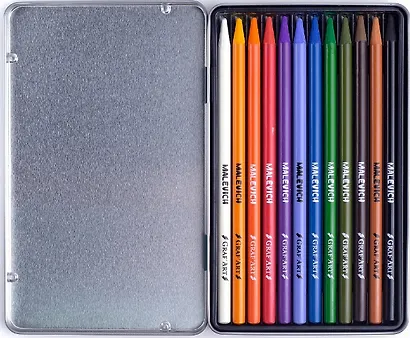 Карандаши пастельные 12цв монолитные "Graf'Art" мет.коробка, Малевичъ - фото 2