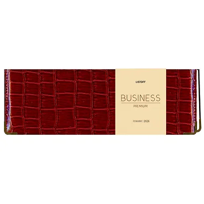 Планинг дат. 2026г. 56л "Business Premium. Grand croco" бордо, 7Б, тв.переплет, настольный, иск.кожа, обл.поролон, евроспираль, съемный тонир.блок, мет.уголки, инд.уп - фото 4