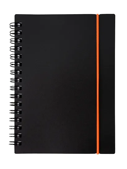 Записная книжка А6 80л кл. "Favorite Black. No 1" спираль, пласт.обл., резинка - фото 1