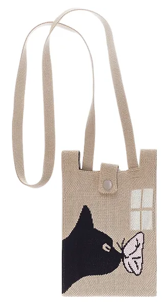 Сумочка вязаная с застежкой и объемной ручкой Котик с бабочкой (14х22) (текстиль) (12-YiHeng-142201) Bookvalno - фото 1