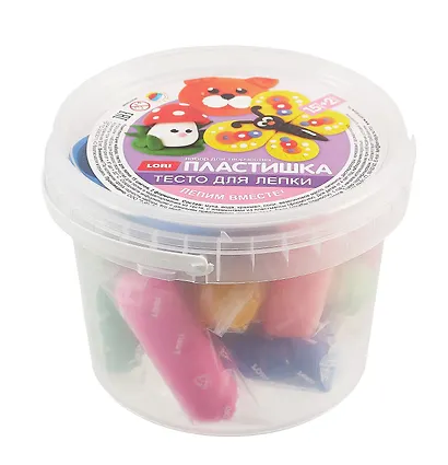 Тдл-044 Пластишка. Тесто для лепки 15 цв по 24 гр с формочками (ведерко с ручкой) - фото 1