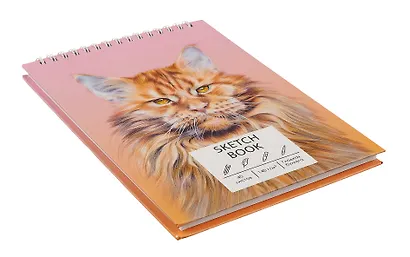 Скетчбук А5 40л "Мейн-кун" белый офсет, 140г/м2, евроспираль - фото 3