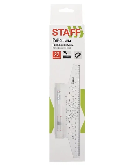 Рейсшина 22см метал. ролик, STAFF - фото 1