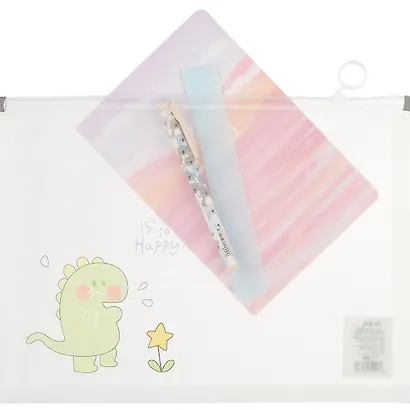 Папка на молнии А4 "Дино" с расширением, пластик - фото 2