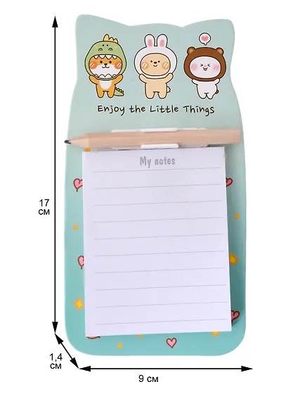 Блок для записей с карандашом 90*170 40л на магните "Kawaii. Зверюшки", инд.уп. - фото 2