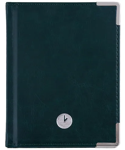 Записная книжка А6 80л кл. "SILVER. Зеленый" 7БЦ, обл.кож.зам, тиснение серебр.фольгой, 2 ляссе - фото 2