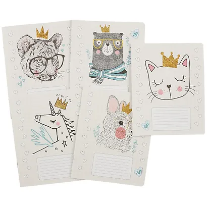 Тетрадь в клетку Academy Style, "Звери в коронах", 18 листов, в ассортименте - фото 7