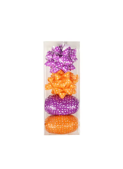 Набор для упаковки в горошек, 2 кокона+ 4 бантика, фиолет. + оранж. - фото 1