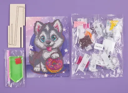 Алмазная мозаика 15*20 детская (неполное заполнение) "Хаски с пончиком" - фото 4