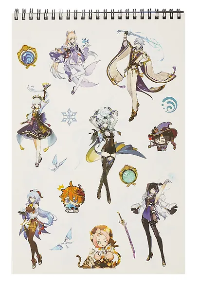 Геншин. Творческий блокнот cо стикерами A4. Шеврез и Аяка - фото 2