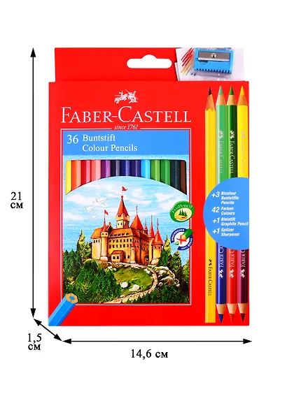 Карандаши цветные Faber-Castell, "Замок", 36 цветов с точилкой - фото 2