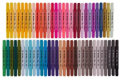 Маркеры для скетчинга 60 цветов, двусторонние кисть/скошенный наконечник, Art idea - фото 2