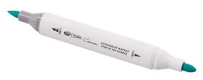 Маркер акриловый "Сонет" бирюзовый, двусторонний, перо кисть/пуля - фото 4