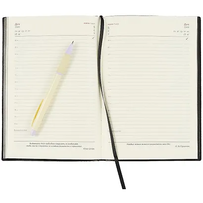 Ежедневник недат. А5 160л "Буйвол" черный, кожзам, мягкий переплет, тонир.блок, ляссе - фото 3