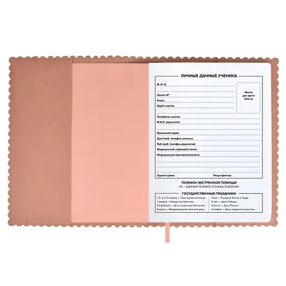 Дневник шк. "Заячьи ушки" кожзам, мягк.переплёт, съёмная обложка, аппликация, тиснение фольгой, одно ляссе, загругл.углы, пантон, универс.шпаргалка - фото 4