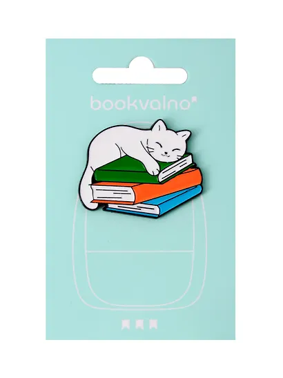 Значок Котик на книгах (металл) (12-5769-A47) - фото 1
