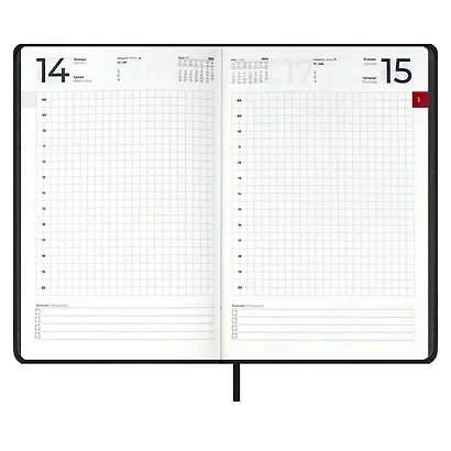 Ежедневник дат. 2026г. А5 176л "Софт-тач" черный, кожзам, тв.переплет, офсет, закругл.углы, ляссе, инд.уп - фото 11