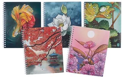 Тетрадь 96л кл. "Акварельные сюжеты (Эксклюзив)" мел.картон, тиснение фольгой "Серебро", ассорти - фото 1