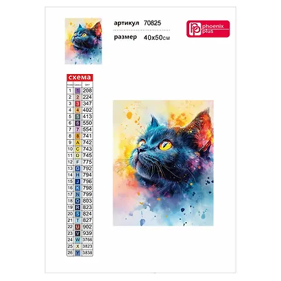 Алмазная мозаика "Черный котенок" 40х50 см. - фото 4
