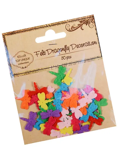 Фетровые стрекозки микс, 2*1,7см, 50 шт (D26001247) - фото 3