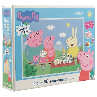 Пазл 35 эл. Гигант. Свинка Пеппа. Путешествие + наклейки - фото 2