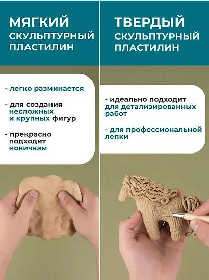 Пластилин скульптурный 500г белый твердый, Малевичъ - фото 3