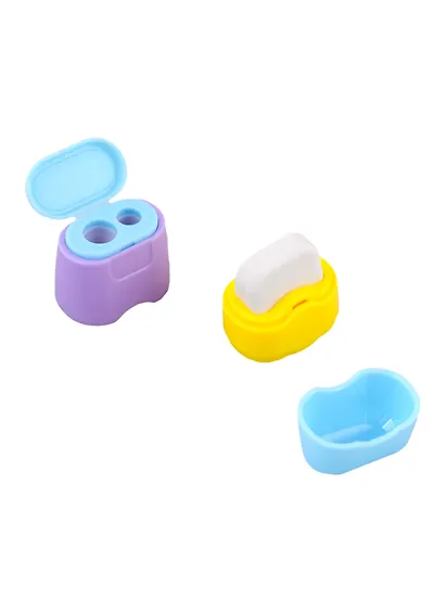 Точилка 2отв. "Sacapuntas" с ластиком, ассорти - фото 3