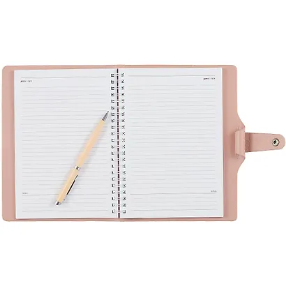 Ежедневник недат. А5 96л "Clear" розовый, иск.кожа, мягк.переплет, на резинке, ляссе - фото 2