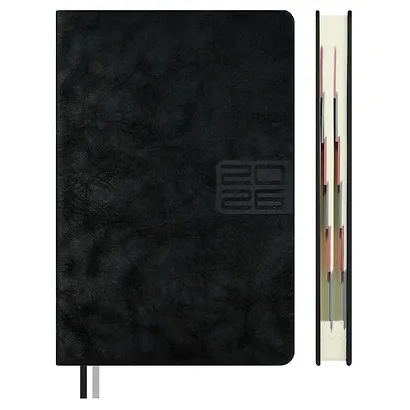 Ежедневник дат. 2026г. А5 176л "Тиволи глосс" черный, кожзам, тв.переплет, блинт.тиснение, офсет, справ.мат-лы, вырубка, закругл.углы, 2 ляссе, инд.уп - фото 3