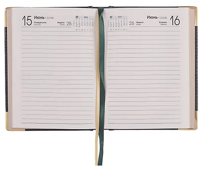 Ежедневник дат. 2026г. А6 176л "Status" темно-зеленый, 7Б, тв.переплет, иск.кожа, обл.поролон, мет.уголки, тонир.блок, цв.торец, ляссе, инд.уп - фото 5