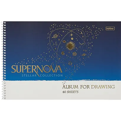 Альбом для рисования Hatber, Supernova, А4, 40 листов, на спирали, в ассортименте - фото 5