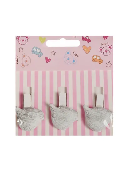 Набор прищепок декоративных, 3 шт, полистоун,птичка серая с орнаментом - фото 1