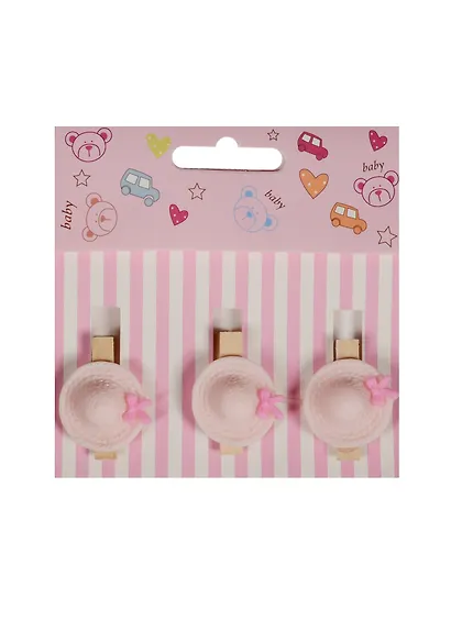 Набор прищепок декоративных, 3 шт, полистоун,шляпа розовая - фото 1