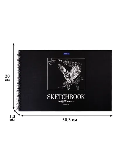 Скетчбук А4 20л "Сова" черн. внутр блок, 160г/м2, тв.обложка, спираль - фото 3