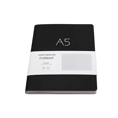 Книга для записей А5 80л лин. "Format" черн.иск.кожа, интегр.переплет, тиснение фольгой, скругл.углы, инд.уп. - фото 3