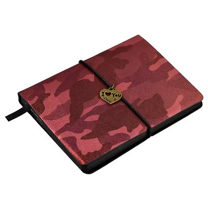 Записная книжка А6 120л "КАМУФЛЯЖ КРАСНЫЙ МЕТАЛЛИК" интегр.переплет, скругл.корешок - фото 5