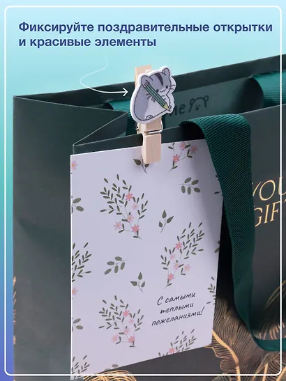 НаборПрищепки декоративные с веревкой 10 шт. Пушистые зайки (11-22132-01) (упаковка)+Прищепки декоративные с веревкой Котики (10шт) (11-22535-7982) (упаковка) - фото 4