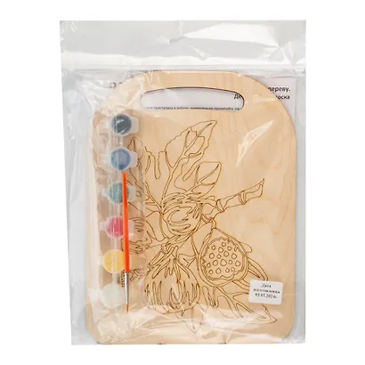 Роспись по дереву. Доска "Веточка инжира" (24,5х18,5 см) - фото 3