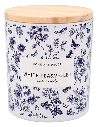 Свеча ароматическая в стеклянном стакане White tea and Violet (Белый чай и Фиалка) (480г) (8х9) (12-7761-202604_16) - фото 1
