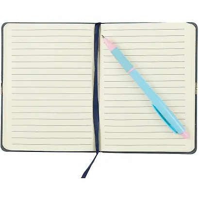 Записная книжка А6 100л лин. "LITE BOOK. Синий" иск.кожа, интегр.переплет, скругл.углы, ляссе, поперечн.резинка, инд.уп. - фото 3