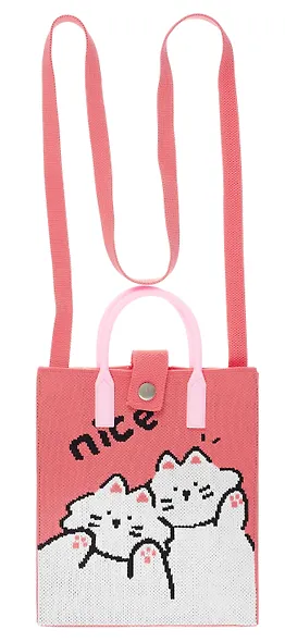 Сумочка вязаная с застежкой Котики Nice (18х22х7) (текстиль) (12-YiHeng-182201) Bookvalno - фото 1