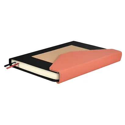 Ежедневник недат. А5 160л "Руффо" чёрный, розовый, бежевый, иск.кожа, тв.переплет, офсет, ляссе - фото 3