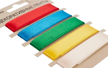 Набор лент атласные 15мм* 1м, набор 5 цв. - фото 3