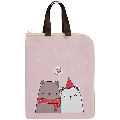 Папка для тетрадей А4 "Bear" 34*27, молния, ассорти - фото 1